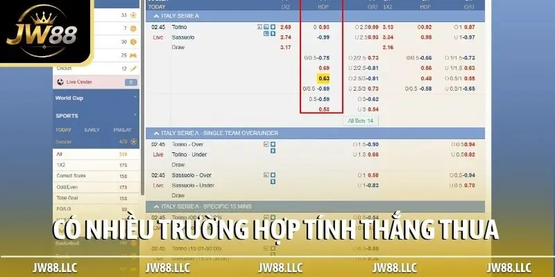 Có nhiều trường hợp tính thắng thua