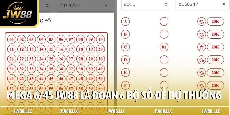 Mega 6/45 JW88 là đoán 6 bộ số để dự thưởng